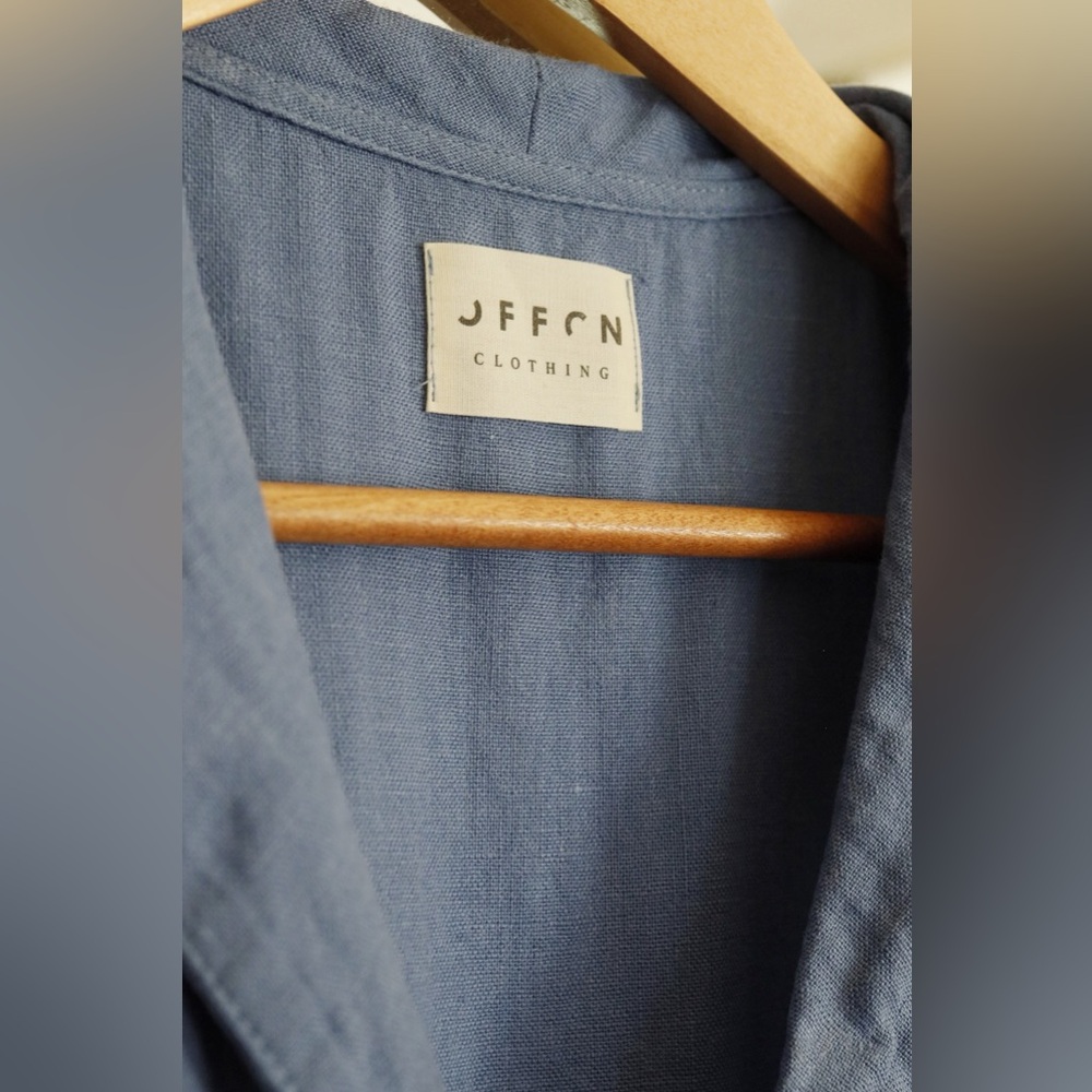 Blue Linen Wrap Dress - Picture 4 of 4
